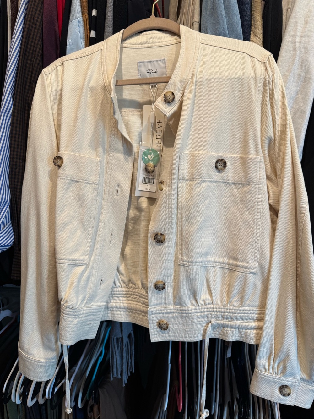 Rails Cream Utility Jacket with Button Front